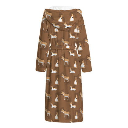 Cartoon Kulan Donkey Pattern Print Hooded Bathrobe
