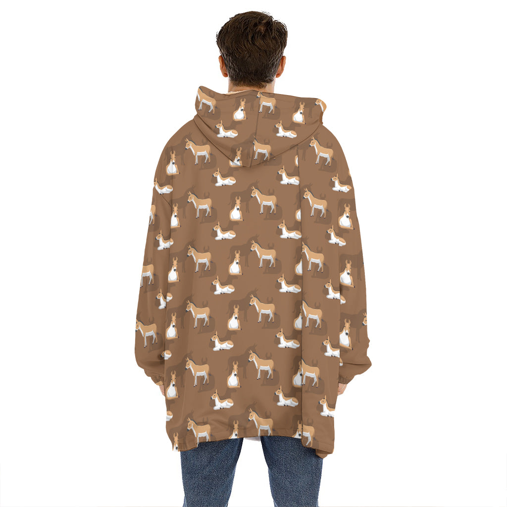 Cartoon Kulan Donkey Pattern Print Hoodie Blanket