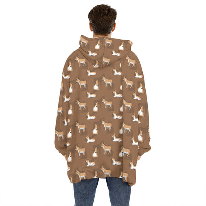 Cartoon Kulan Donkey Pattern Print Hoodie Blanket