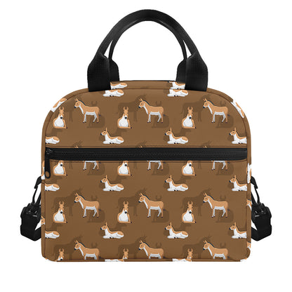 Cartoon Kulan Donkey Pattern Print Insulated Lunch Bag