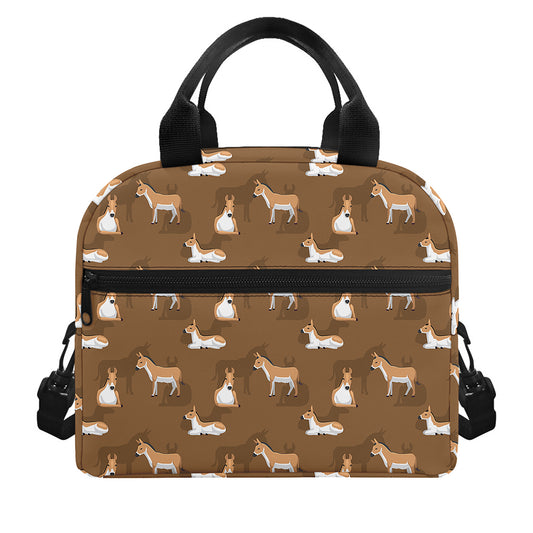 Cartoon Kulan Donkey Pattern Print Insulated Lunch Bag