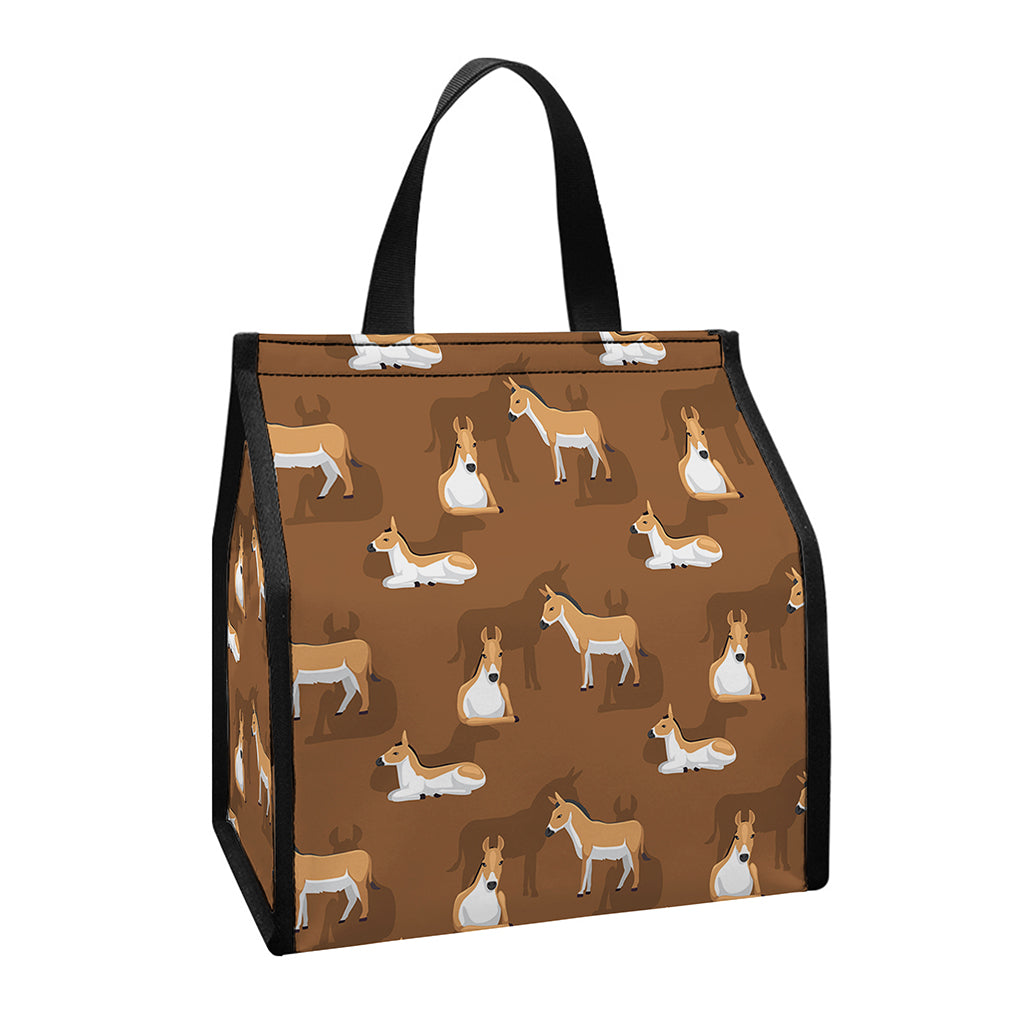 Cartoon Kulan Donkey Pattern Print Insulated Lunch Tote