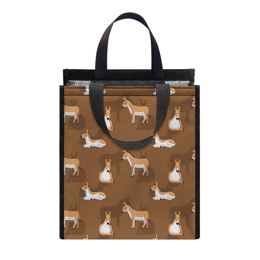 Cartoon Kulan Donkey Pattern Print Insulated Lunch Tote