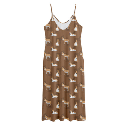 Cartoon Kulan Donkey Pattern Print Jersey Midi Cami Dress