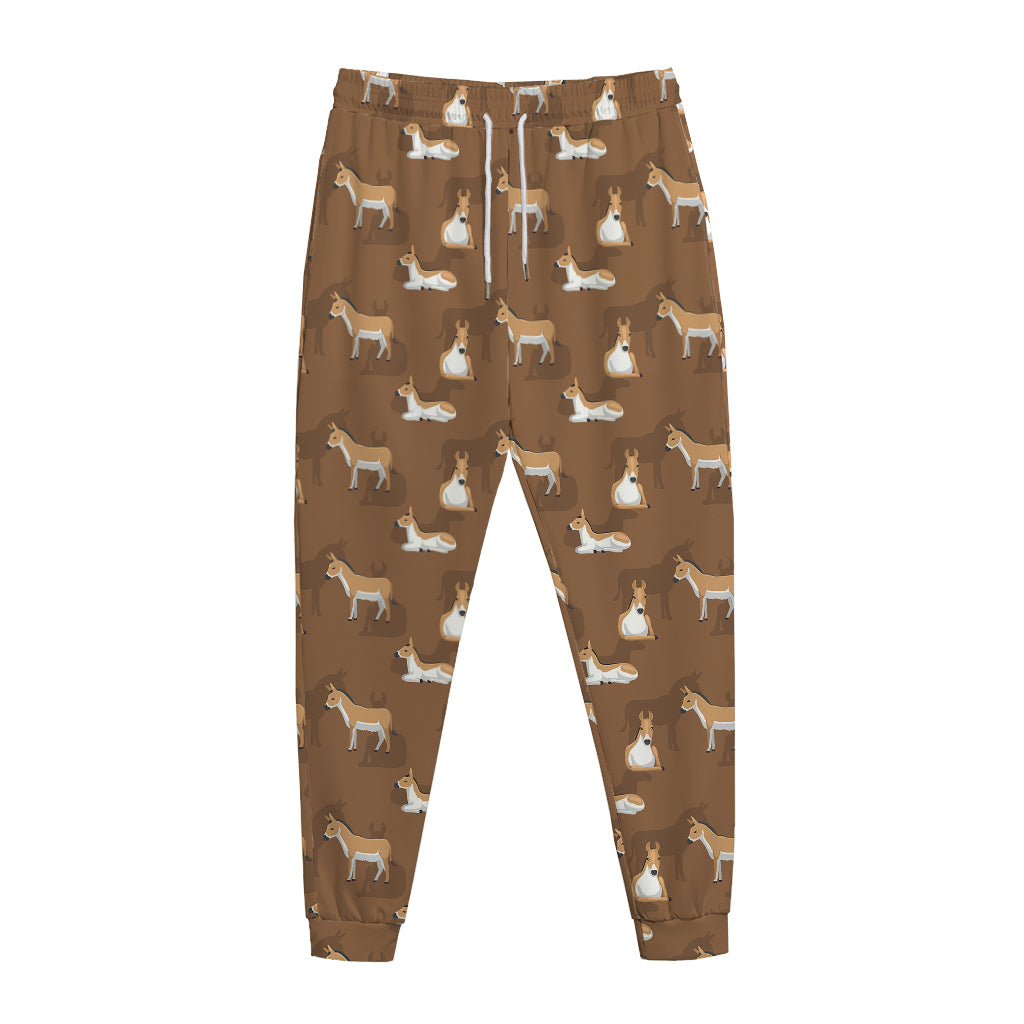 Cartoon Kulan Donkey Pattern Print Jogger Pants