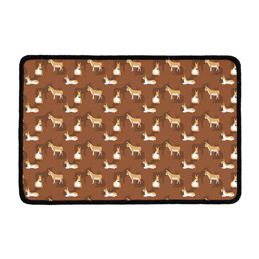 Cartoon Kulan Donkey Pattern Print Kitchen Mat