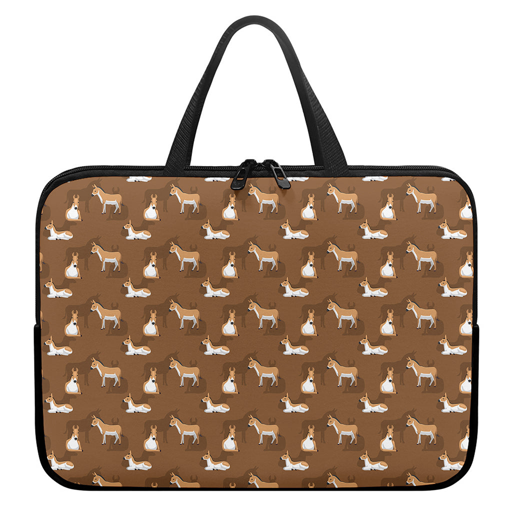 Cartoon Kulan Donkey Pattern Print Laptop Sleeve With Handle