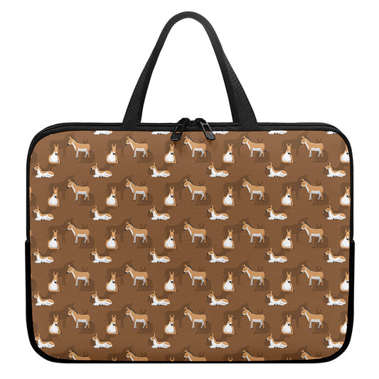 Cartoon Kulan Donkey Pattern Print Laptop Sleeve With Handle