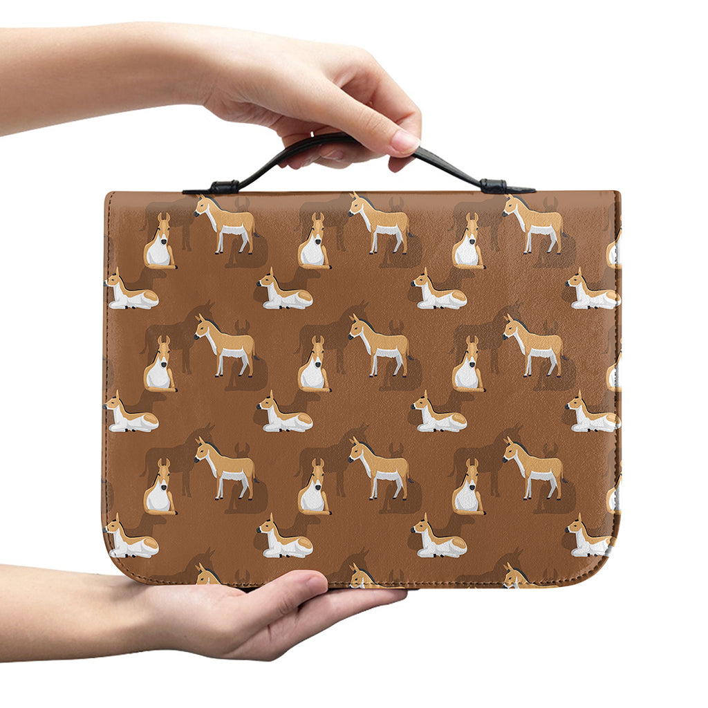 Cartoon Kulan Donkey Pattern Print Leather Bible Cover