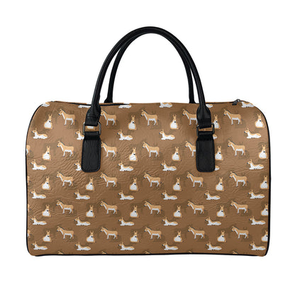 Cartoon Kulan Donkey Pattern Print Leather Duffle Bag