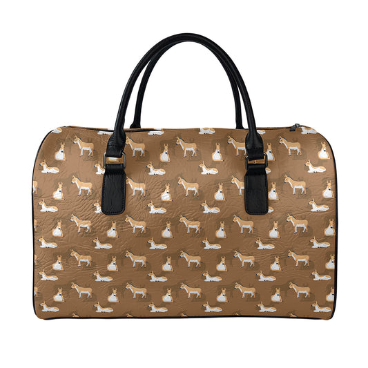 Cartoon Kulan Donkey Pattern Print Leather Duffle Bag