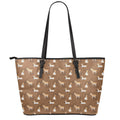 Cartoon Kulan Donkey Pattern Print Leather Tote Bag With Zipper