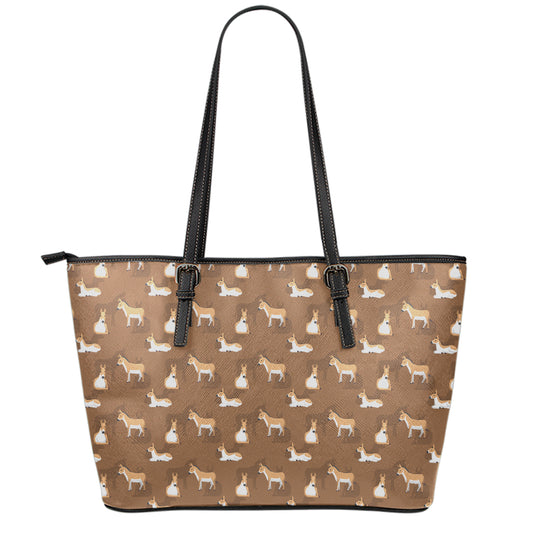 Cartoon Kulan Donkey Pattern Print Leather Tote Bag