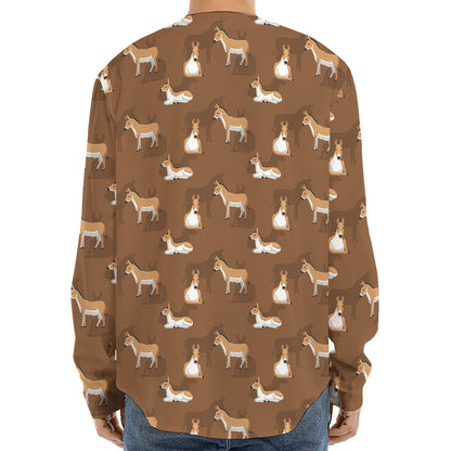 Cartoon Kulan Donkey Pattern Print Long Sleeve Baseball Jersey