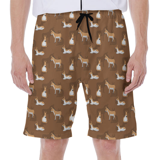 Cartoon Kulan Donkey Pattern Print Men's Beach Shorts