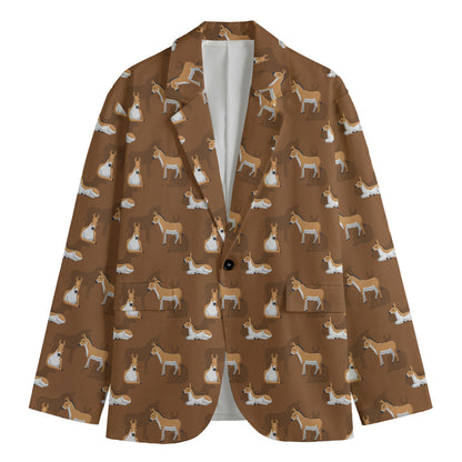 Cartoon Kulan Donkey Pattern Print Men's Blazer