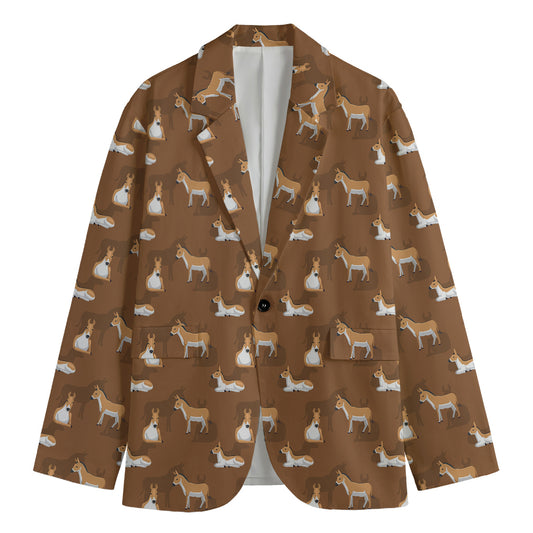 Cartoon Kulan Donkey Pattern Print Men's Blazer