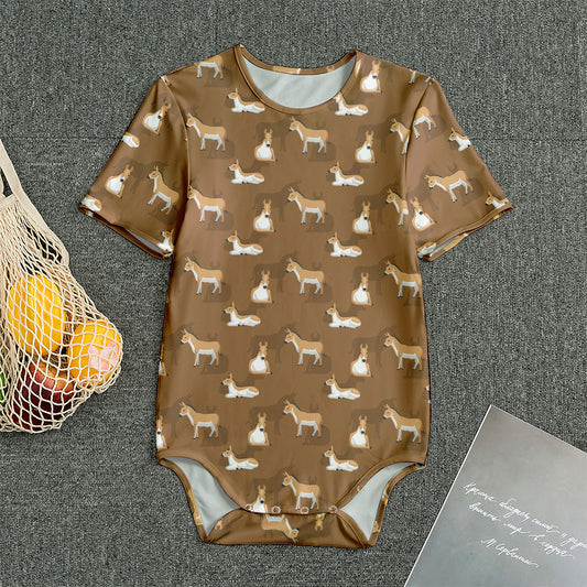 Cartoon Kulan Donkey Pattern Print Men's Bodysuit