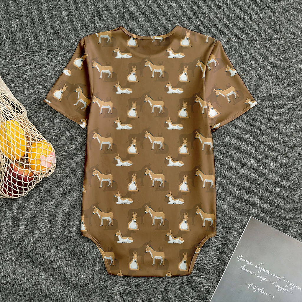 Cartoon Kulan Donkey Pattern Print Men's Bodysuit
