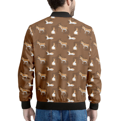 Cartoon Kulan Donkey Pattern Print Men's Bomber Jacket