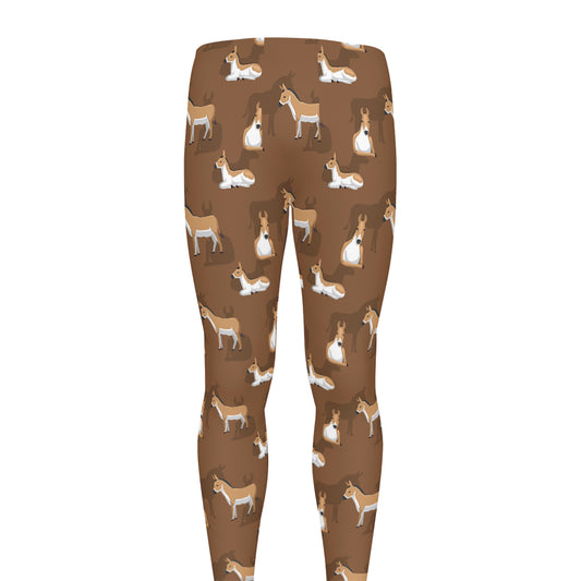 Cartoon Kulan Donkey Pattern Print Men's leggings