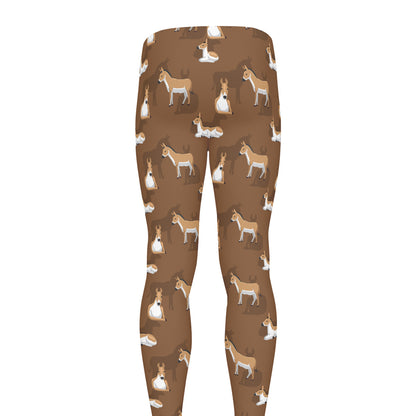 Cartoon Kulan Donkey Pattern Print Men's leggings