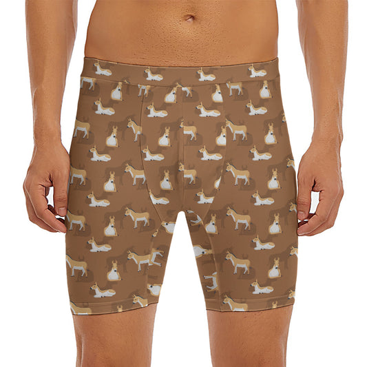 Cartoon Kulan Donkey Pattern Print Men's Long Boxer Briefs