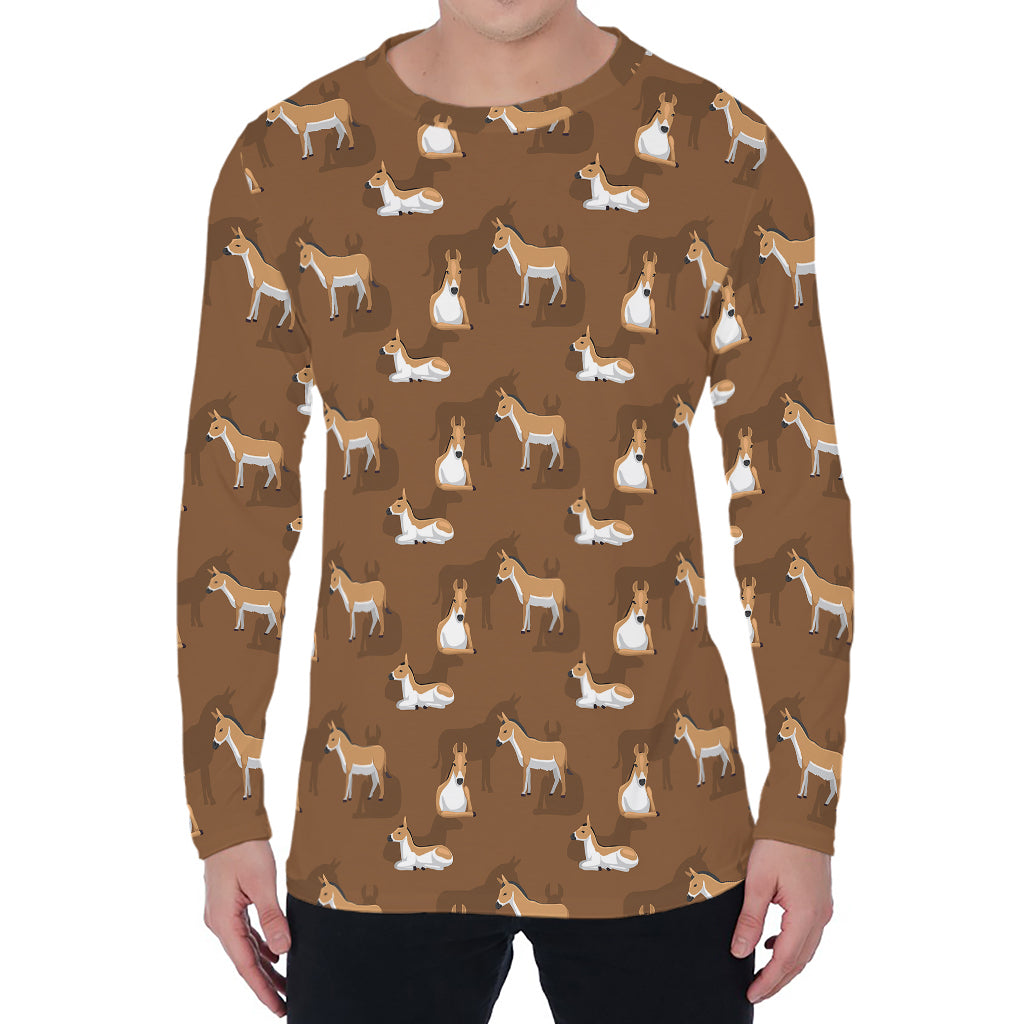 Cartoon Kulan Donkey Pattern Print Men's Long Sleeve T-Shirt