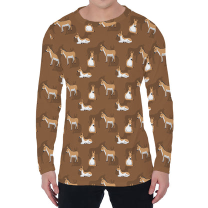 Cartoon Kulan Donkey Pattern Print Men's Long Sleeve T-Shirt