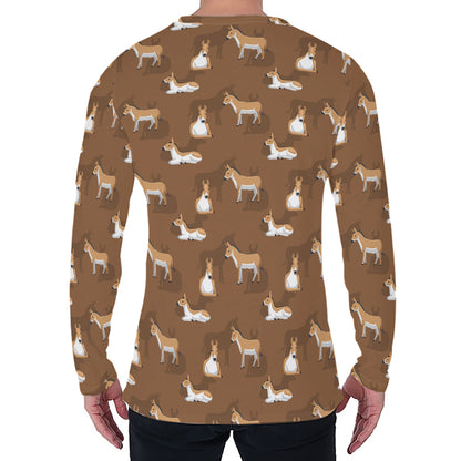 Cartoon Kulan Donkey Pattern Print Men's Long Sleeve T-Shirt