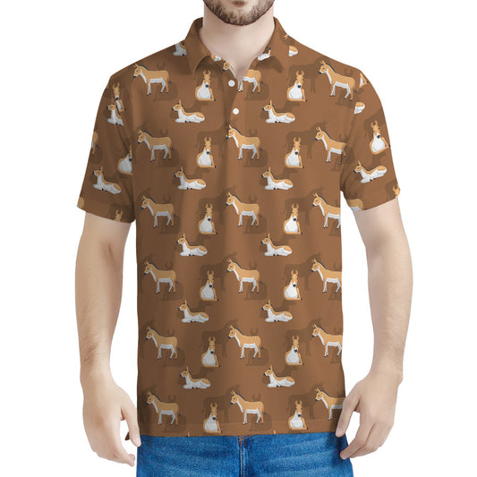 Cartoon Kulan Donkey Pattern Print Men's Polo Shirt