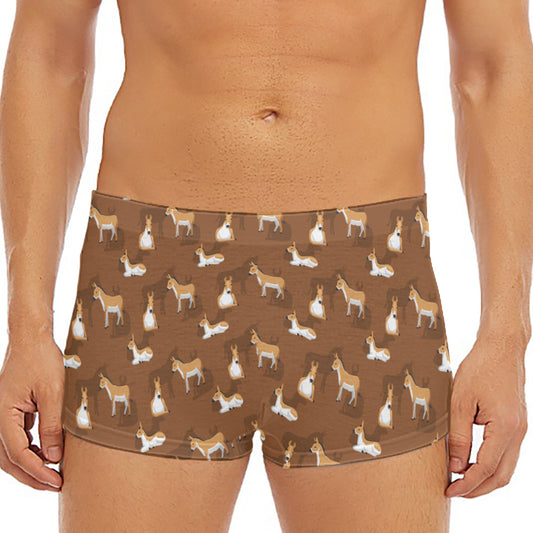 Cartoon Kulan Donkey Pattern Print Men's Short Boxer Briefs