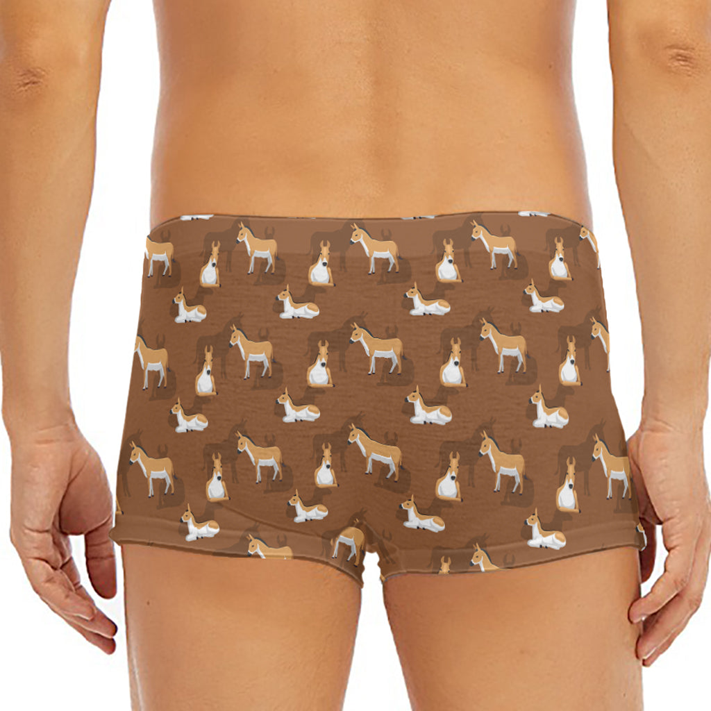 Cartoon Kulan Donkey Pattern Print Men's Short Boxer Briefs