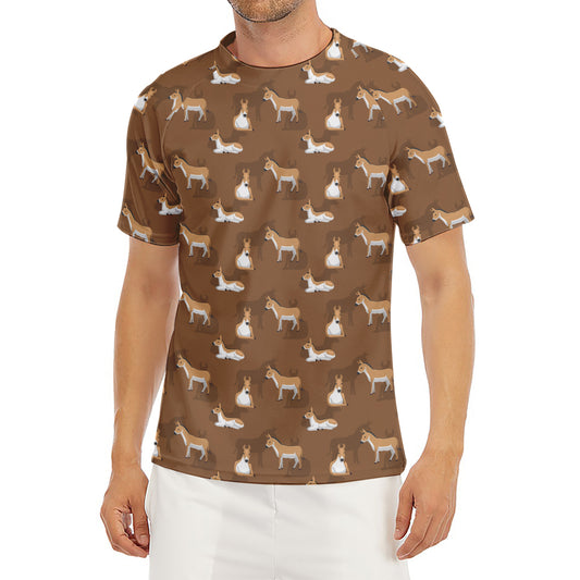 Cartoon Kulan Donkey Pattern Print Men's Short Sleeve Rash Guard