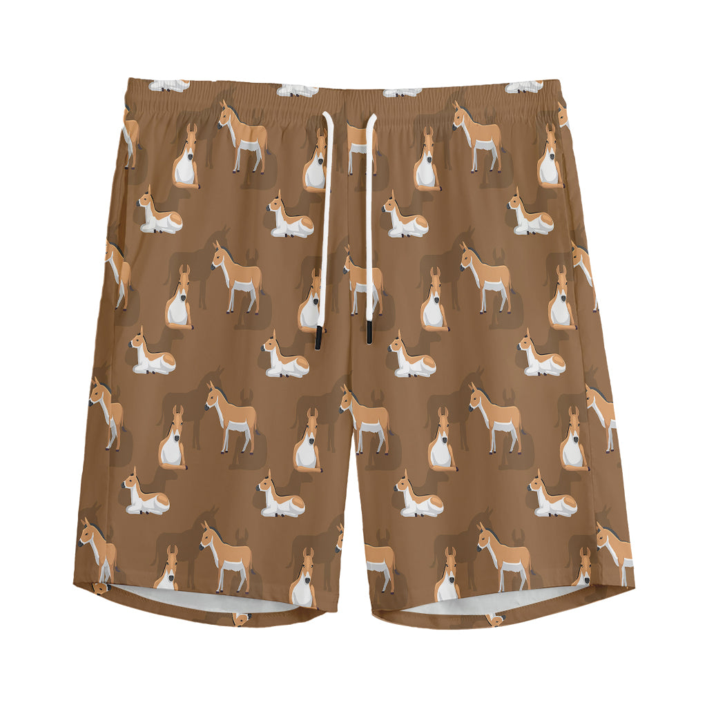 Cartoon Kulan Donkey Pattern Print Men's Sports Shorts