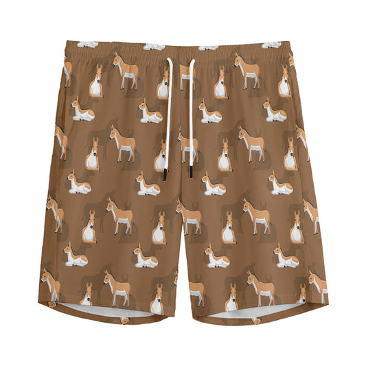 Cartoon Kulan Donkey Pattern Print Men's Sports Shorts
