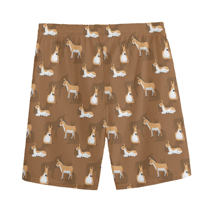 Cartoon Kulan Donkey Pattern Print Men's Sports Shorts