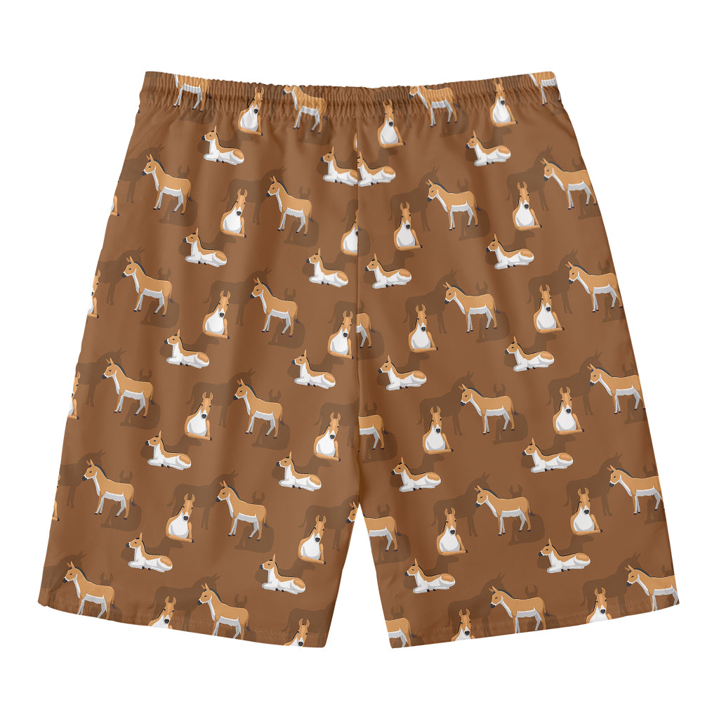 Cartoon Kulan Donkey Pattern Print Men's Swim Trunks