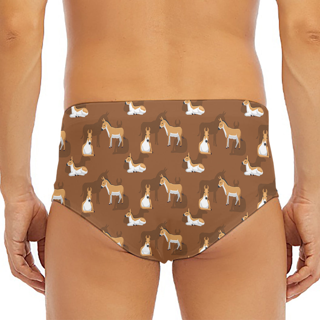 Cartoon Kulan Donkey Pattern Print Men's Triangle Swim Briefs