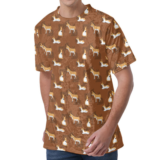 Cartoon Kulan Donkey Pattern Print Men's Velvet T-Shirt