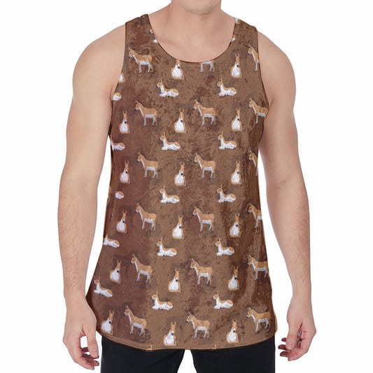 Cartoon Kulan Donkey Pattern Print Men's Velvet Tank Top