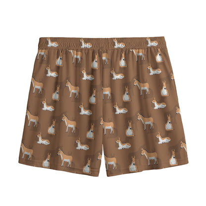 Cartoon Kulan Donkey Pattern Print Mesh Shorts