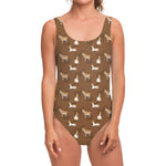 Cartoon Kulan Donkey Pattern Print One Piece Swimsuit