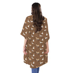 Cartoon Kulan Donkey Pattern Print Open Front Beach Cover Up