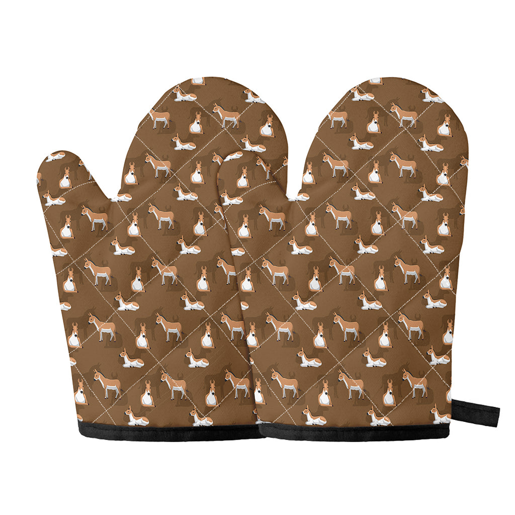 Cartoon Kulan Donkey Pattern Print Oven Mitts