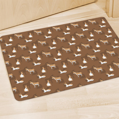 Cartoon Kulan Donkey Pattern Print Polyester Doormat