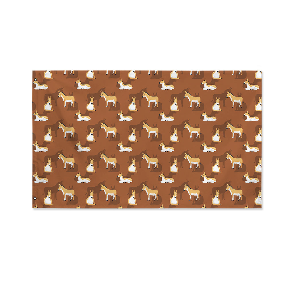 Cartoon Kulan Donkey Pattern Print Polyester Flag