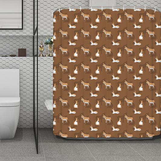 Cartoon Kulan Donkey Pattern Print Polyester Shower Curtain