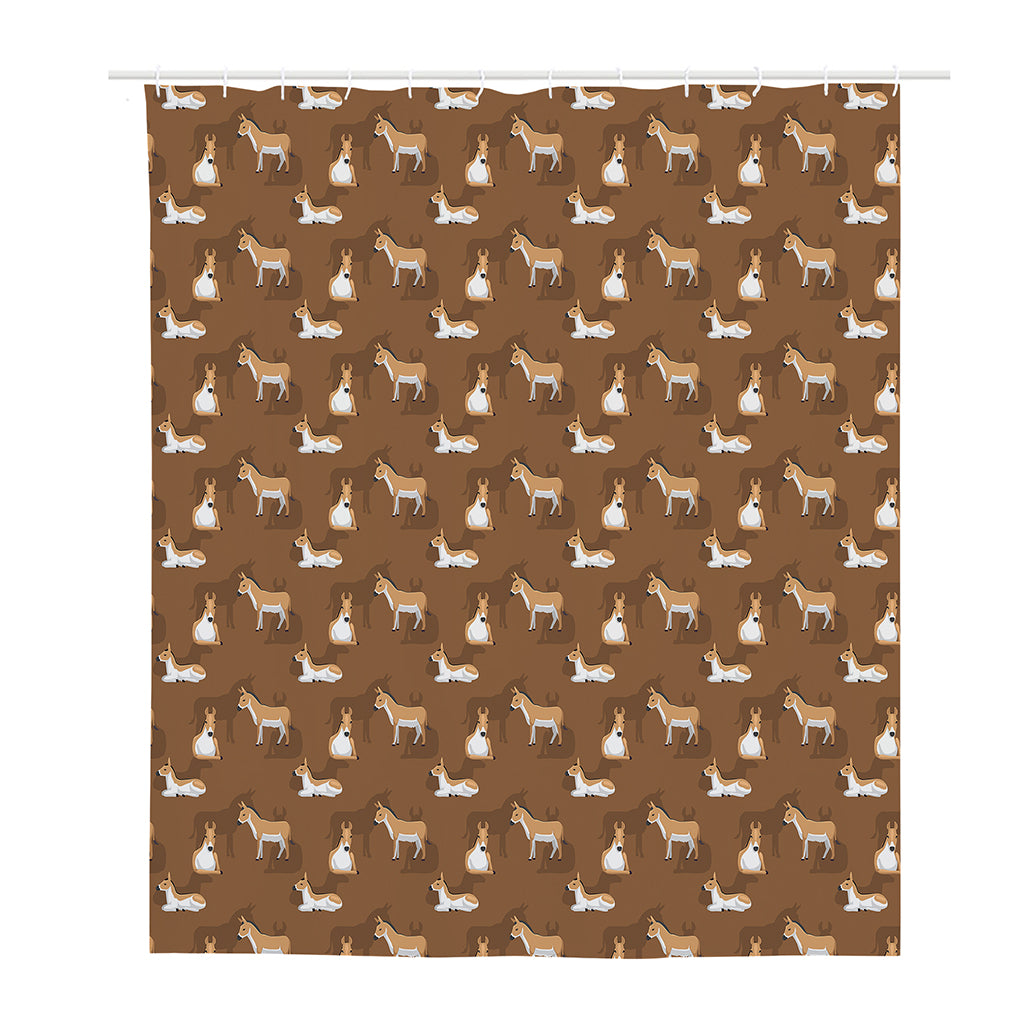 Cartoon Kulan Donkey Pattern Print Polyester Shower Curtain