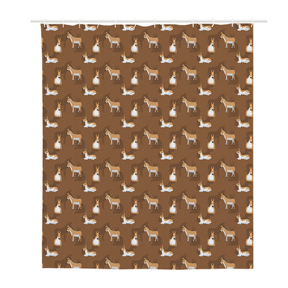 Cartoon Kulan Donkey Pattern Print Polyester Shower Curtain